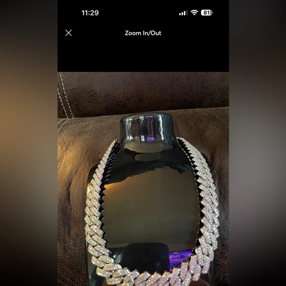 Men’s 18” Iced Out Silver Cuban Link Chain Necklace‎ – Hip Hop Bling Jewelry” - Picture 6 of 8